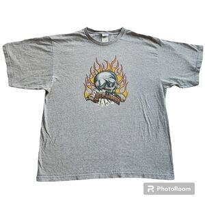 2000s Y2k Style Skull Flame Card Dice 8 Ball Graphic Tshirt sz L